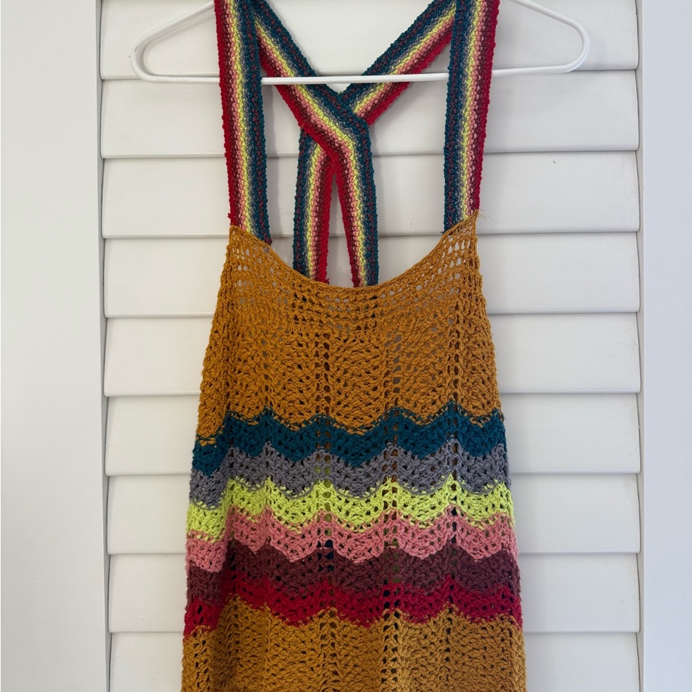 Free People Multicolor Crochet Halter Top